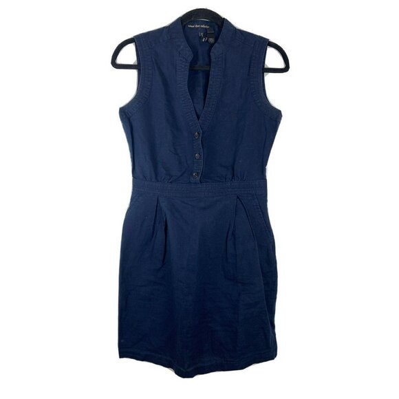 Mango Dress Casual Linen Collection Navy Blue Sleeveless Women's Size XS - Picture 1 of 5
